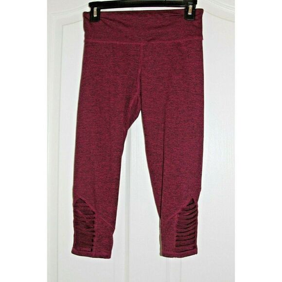 Champion C9 Leggings Athletic Cropped Cut Out Burgundy Purple Pocket Girls Small - Picture 1 of 5